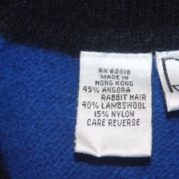 Vintage Rafaella Blue Cardigan Sweater Angora Rabbit Hair /Lambswool Women Large - Picture 8 of 13